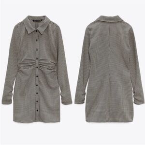 Zara Black and White Houndstooth Dress